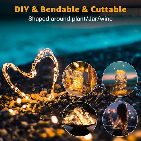 HOBAYS 20 Pack 7ft 20 Fairy Lights Battery Operated LED Mini String Lights Twinkle Lights Silver Wire Firefly Starry