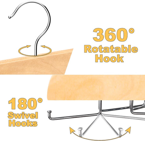 Tank Top Hanger with Premium Wood, 20 Large Capacity, Space Saving, 360 Degree Rotating Foldable Hooks