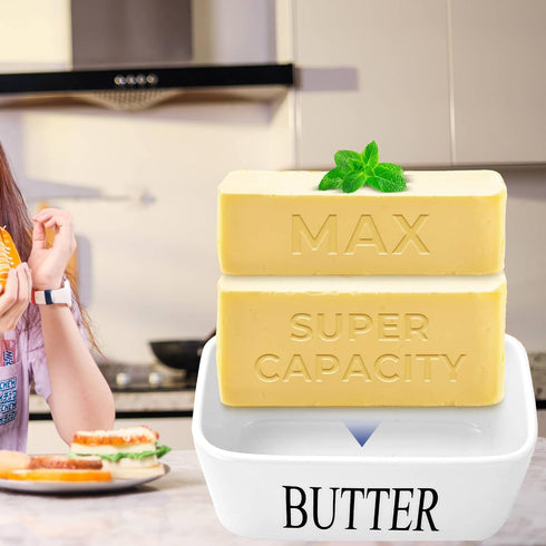 Large Butter Dish with Lid, Ceramic Container for Countertop with Knife Holder and Double Silicone Seals