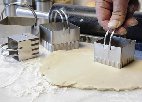 RSVP International Endurance Biscuit Cutters, Set of 4, Rippled Square, Stainless