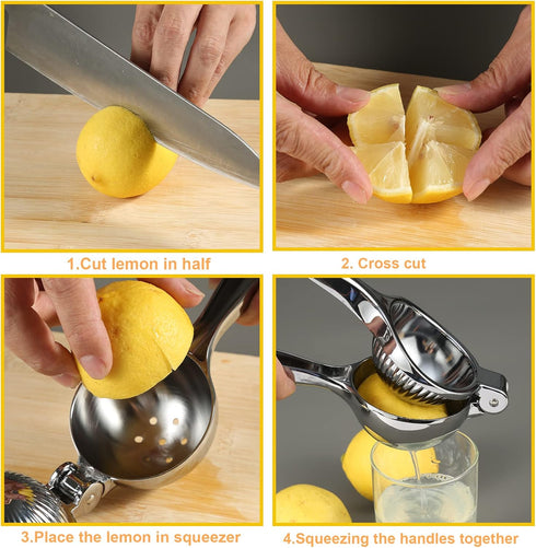Premium Lemon Squeezer, Large Heavy Duty Handheld Juicer for Lemon, Stainless Steel Manual Citrus Press
