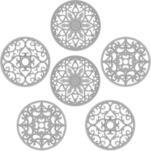 SMARTAKE 6 Set Silicone Trivet Mats, Multi-Use Carved Non-Slip Kitchen Mats for Hot Dishes, Dining Countertop, Grey