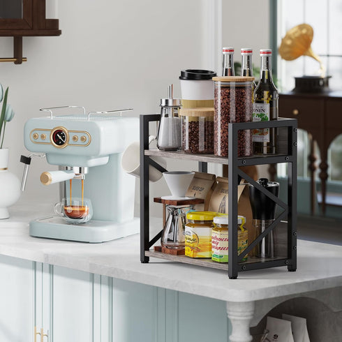 Countertop Countertop, 2 Counter Kitchen Organizer, Coffee Bar Station Organizer for Tiers Kitchen Shelf, Wooden Spice