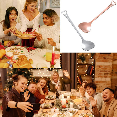 jinyatu 8 Pieces Stainless Steel Dessert Spoon Creative Cute Heart Shaped Espresso Spoons for Cake Tea Sugar Ice Cream