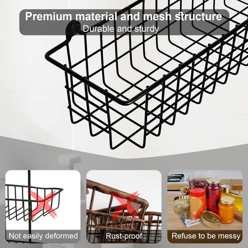 Savipace 2 Pack Spice Rack Organizer Wall Mount, Black Seasoning Rack Wire Storage Baskets for Wall or Cabinet Door