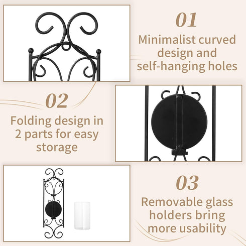 Set 2 Sziqiqi Candle Sconces - of Black Candle Holders for Pillar Contemporary Wall Decorations Sconce Decorative Metal