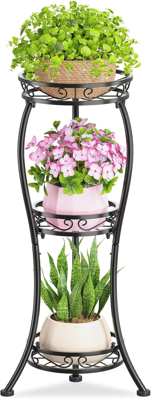 KMOTASUO 3 Tier Tall Metal Plant Stand, 33 Inch Plant Stands Indoor