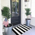 KOZYFLY Black and White Striped Area Rug 27.5x43 Inches, Cotton Washable Indoor Outdoor Doormat for Kitchen Entryway