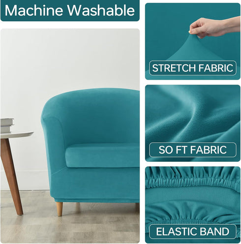 2 Deisy Dee Piece Velvet Club Chair Slipcover Stretch Barrel Chair Covers Accent Chair Cover Removable Couch Furniture