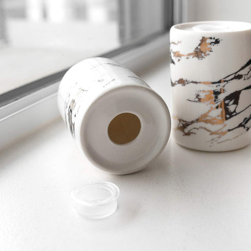 Modern Gold Ceramic Salt and Pepper Shaker Set with Lids