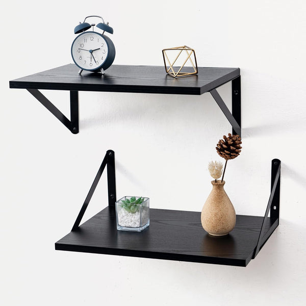 Axeman Deep Floating Shelves for Wall, 16W x 12D Black Floating Shelves