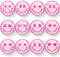 Whaline 12Pcs Pink Smile Face Resin Refrigerator Magnets, Cute Preppy Decorative Fridge Magnetic Stickers for Kitchen