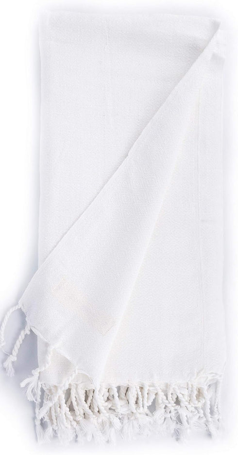 Bersuse 100% Cotton Laodicea Turkish Towel, Bath Beach Pool Towel, 37x70 Inches, White