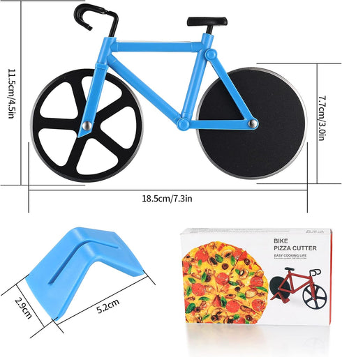 Motorcycle pizza cutter, stainless steel pizza cutter two wheels, novelty motorcycle-shaped pizza wheel cutting slicer with non-stick coating, suitable for kitchen gadgets accessories (bicycle)