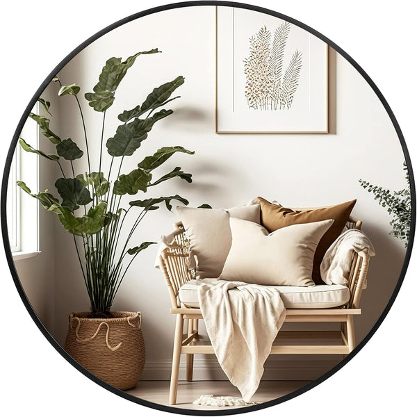 Fabuday Black Circle Mirror for Wall 20 inch - Round Mirrors for
