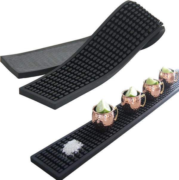 Premium Bar Rubber Spill Mat, 23.6" x 3.1" Thick Bar Rail Mat for Countertop, Home Bar, Bartending