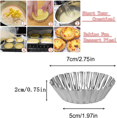 Egg Tart Molds 32Pack Tart Pan 2.75inch, Mini Tart Tins Aluminium Mini Tart Pans for Baking (32Pack-2.75inch) by Xstronq