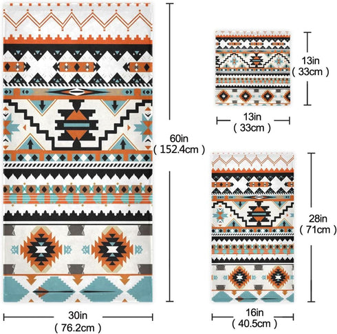 Sets 3 Sets1 1 1 ALAZA Aztec Design Towel Bathroom Piece Bath Towel Bath Towel Hand Towel Washcloth Soft Luxury