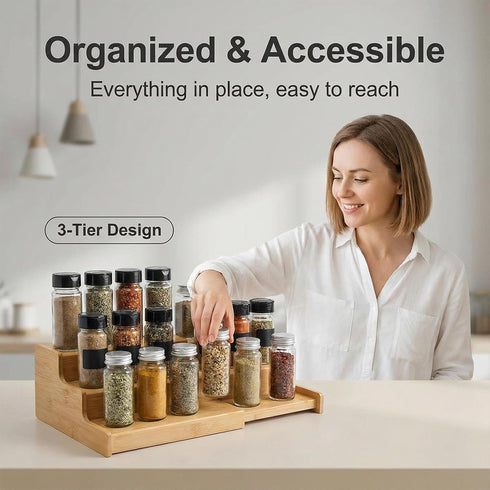 JinDoWin Countertop,15.7 Inch (1 Pack, Spice Rack Organizer For Cabinet, Spice Organization For Cabinet, Spice Rack