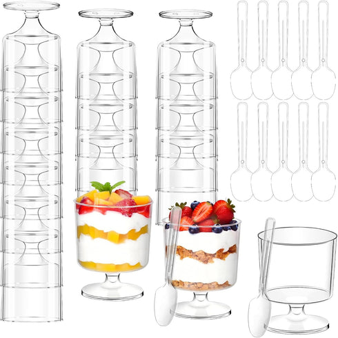 120 Pcs 5 OZ Dessert Cups with Spoons - Mini Clear Plastic