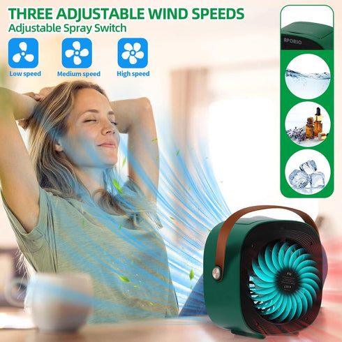 Portable Air Conditioner, 5200mAh Rechargeable Personal Air Cooler with 3 Speeds, Quiet Mini Fan for Home, Bedroom,