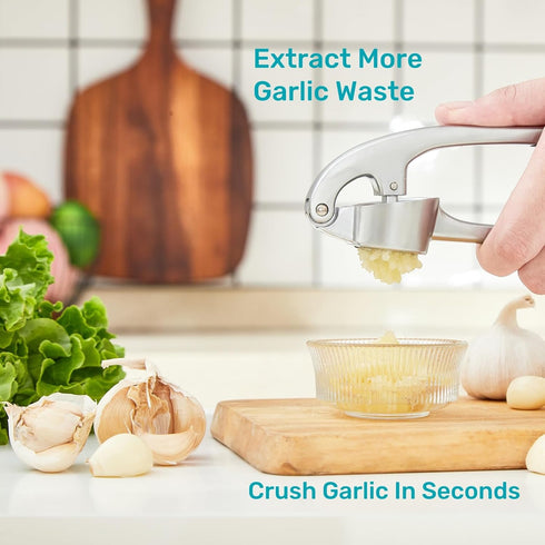 HiramWare Garlic Press, Premium Rust Proof Kitchen Garlic Mincer Crusher Squeezer with Ergonomic handle, Ginger Crusher