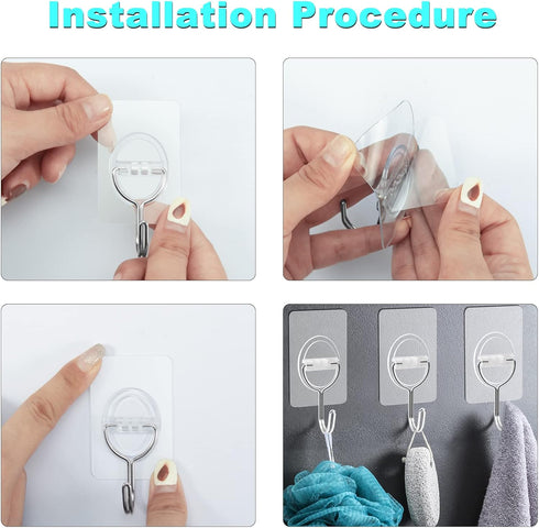 CGBE Heavy Duty Adhesive Hooks, 16 Pack Clear Sticky Hooks for Hanging Keys, Coats, Hats, Bags