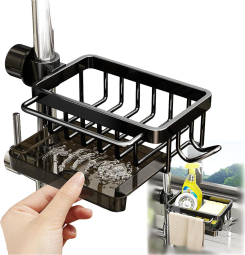 Sink Organizer Rack for Kitchen and Bathroom, 2024 New Stainless Steel Detachable Hanging Faucet Drain Rack with Drip