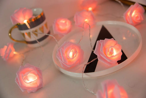 6cm (6.6ft 20LED, Fantasee LED Pink Rose Flower String Lights Battery Operated for Wedding Home Party Birthday Festival