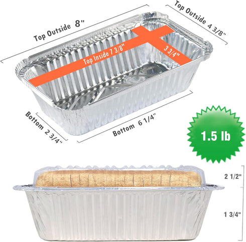 Disposable Bread Pans With Lids Bakeware Set,1.5lb, 30 Pack, 8x4" Aluminum Foil Loaf Pans, Perfect for Baking, Storing, Freezing Food or Take-out
