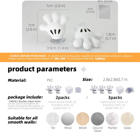 2PCS Cute Hanging Toothbrush Holder, Hand Wall Hanging Utility Suction Hooks with StickyPads, Multi-Function Mouse Bathroom Decor, Key Holder Shower Holder Kitchen Accessories by Lifelisa