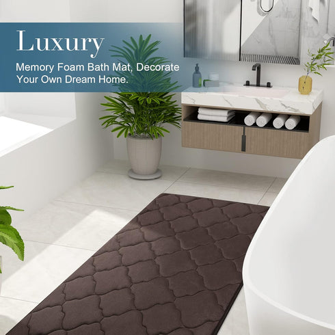 OLANLY Memory Foam Bath Mat Rug 30x20, Ultra Soft Non Slip Absorbent Bathroom Rug, Comfortable Thick Carpet