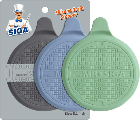 MR.SIGA Silicone Bathtub Stopper, Drain Stopper for Shower and Sink, 5.1" Diameter, 3 Pack