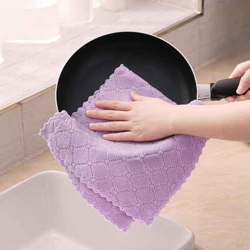 Homaxy 12 Pack Dish Towels for Kitchen, Super Soft and Absorbent Coral Velvet Dish Cloths, 10 x 20 Inches