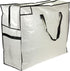 Household Essentials 2622 MightyStor Large Storage Bag with Handles, White Tarp with Black Trim for Clothing