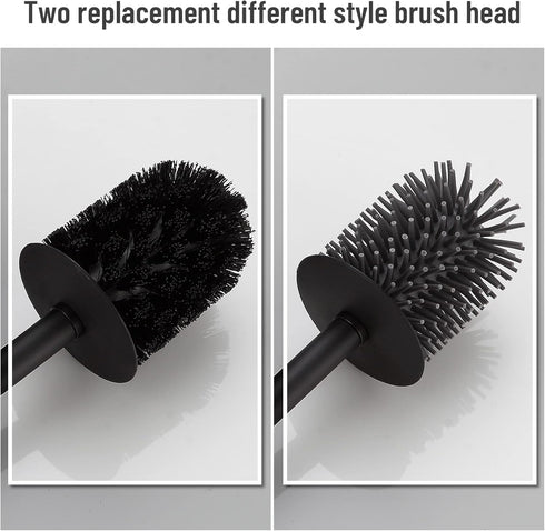 Wall-Mounted Black Toilet Brush with Stainless Steel Handle