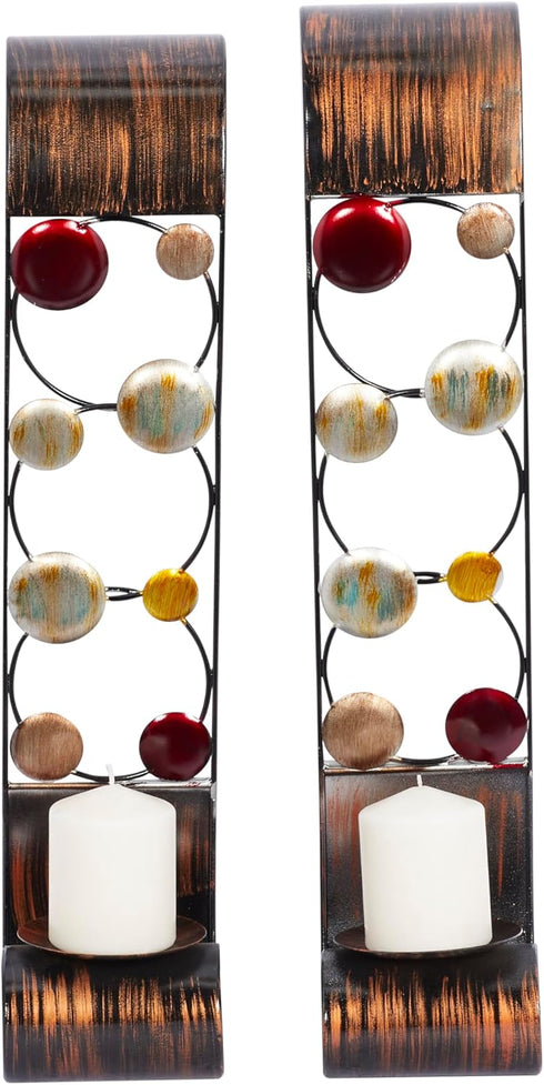 79 Set 2 5"W, 24"H, Deco Metal Solid Wall Sconce, of Brown