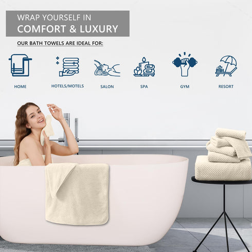 8 Set |2 Towels,2 Towels,4 600GSM Piece Bathroom Towel Oversized Bath Hand Washcloths| Soft Large Bath Sheet Luxury