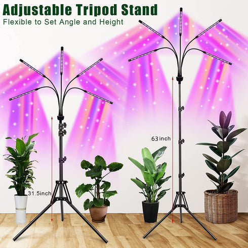 yentbokj Plants,5 15-60" Grow Lights for Indoor Heads Red Blue White Full Spectrum Plant Light with Adjustable Tripod