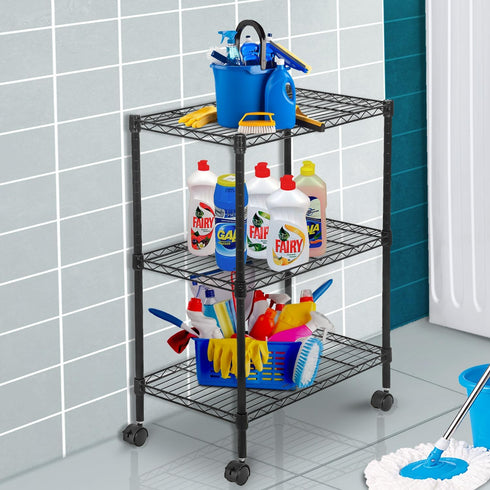 3-Tier 23"x13"x31" 170 lbs PayLessHere | Wire Shelf with Wheels | | Black | Adjustable Racks | Heavy-Duty Storage