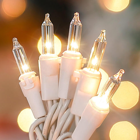 HEYFUNi Clear Christmas Lights Set,50 Count 13Feet Incandescent Bulb Mini String Lights