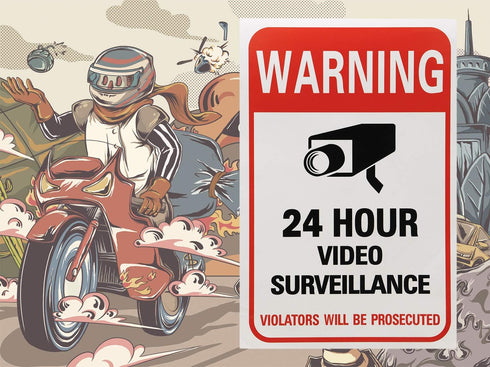 Tupalizy 24 Hours Video Camera Surveillance Sign Stickers - Self-Adhesive Security Labels for Window, Wall, Door, 20PCS