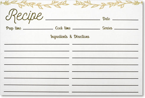 Dekali Designs Rustic Recipe Cards 4x6 Inches (50 Pack) Double Sided with Cute Floral Design