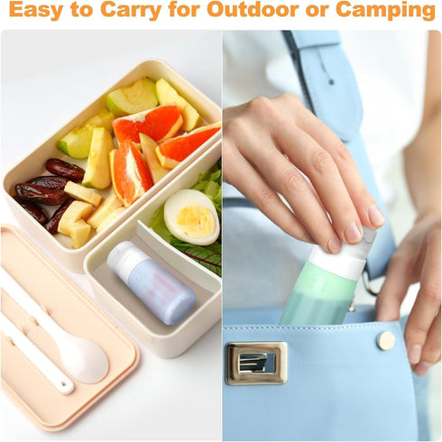4Pcs 2 Oz Condiment Squeeze Bottles for Sauces, Leakproof Salad Dressing Container to Go, Small Silicone Squeeze