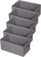 Set of 5 Gray Closet Organizer Bins with Handle, Fabric Foldable Storage Baskets for Home Office Clothes, Jumbo