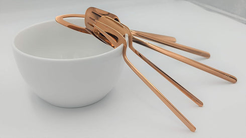 Modern Flatware Luxury Stainless Steel Utensil Set, Elegant 5pcs Cutlery for Dinnerware, Dishwasher Safe (Rose Gold)