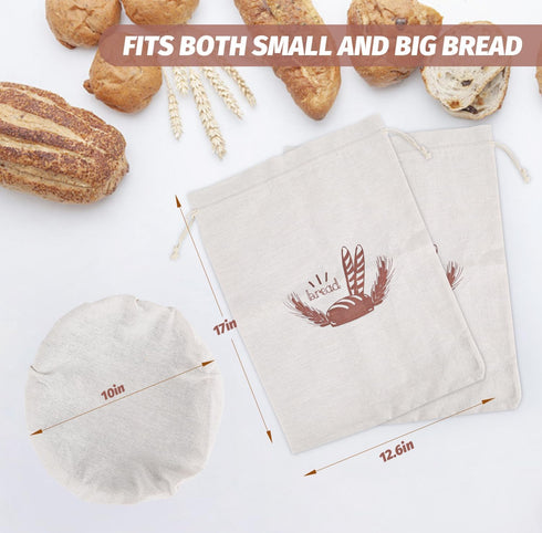 LZMYIVE 2 Pack 1 Pack Reusable Bread Bags for Homemade Bread, Linen Sourdough Bread Storage Bag with Tpu Lining