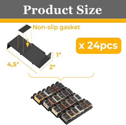 24PCS Famhap Spice Drawer Organizer, Interlocking Expandable Seasoning Rack Tray Insert for Kitchen Drawers, Spice Rack