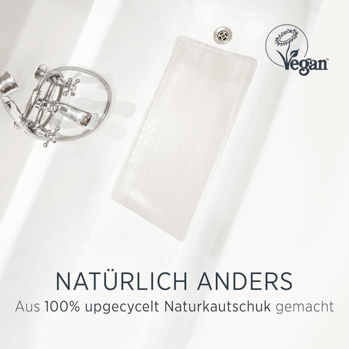 299 HEVEA Natural Rubber Big Bath Mat - Upcycled, Danish Design - Non Slip Bathtub Mat, Suction Cups - Safe