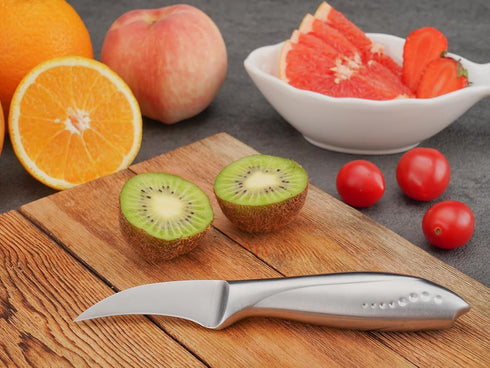 WELLSTAR 2.5 Inch Birds Beak Paring Knife, Sharp High Carbon Stainless Steel Curved Blade for Peeling